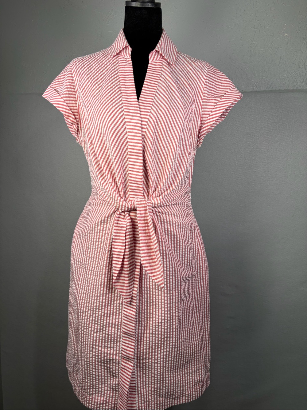 Vineyard Vines Pink and White Striped Tie-Front Dress